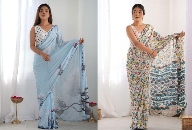 plain saree with designer blouse