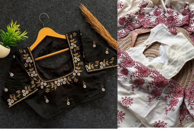 classy sleeveless blouse design
