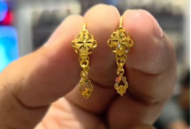 flower earrings gold designs