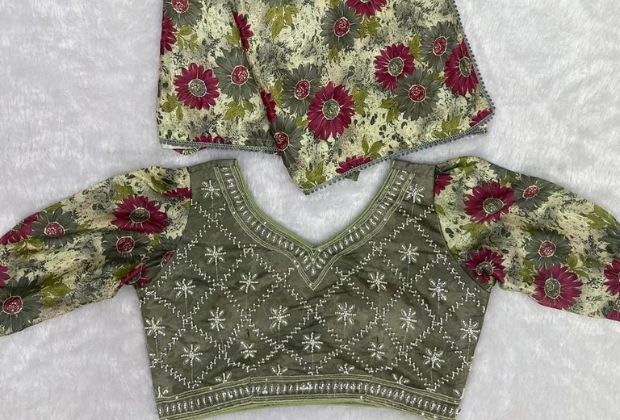 Plain Saree with designer blouse 