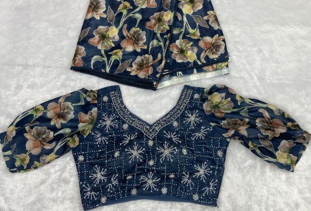 party wear saree blouse design