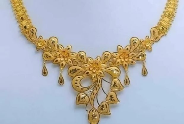 flower necklace designs in gold