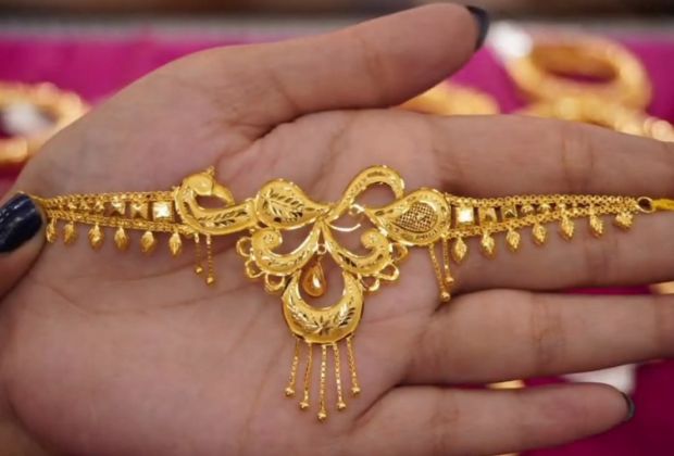 This necklace design looks like a peacock.