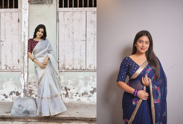 boat neck set saree blouse designs