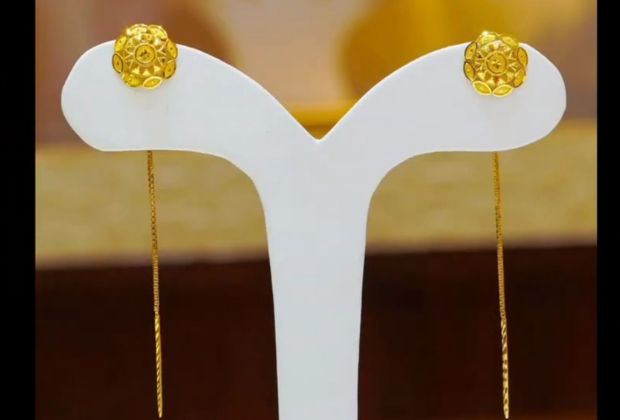 girls sui dhaga earrings gold new design