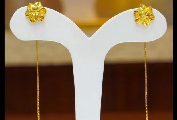 gold sui dhaga earrings design