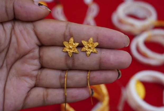 sui dhaga gold earrings new design
