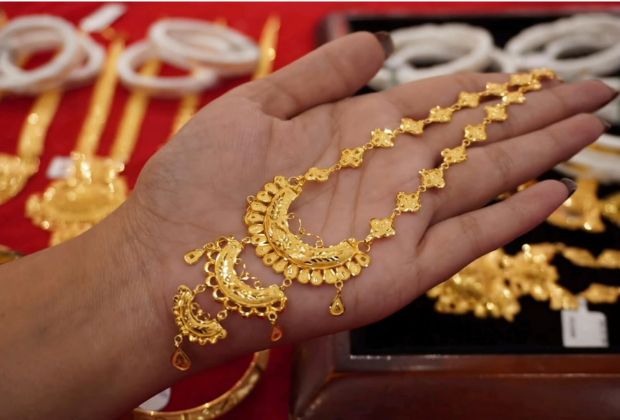 wedding gold long necklace designs