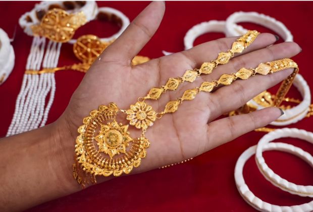 wedding gold long necklace designs