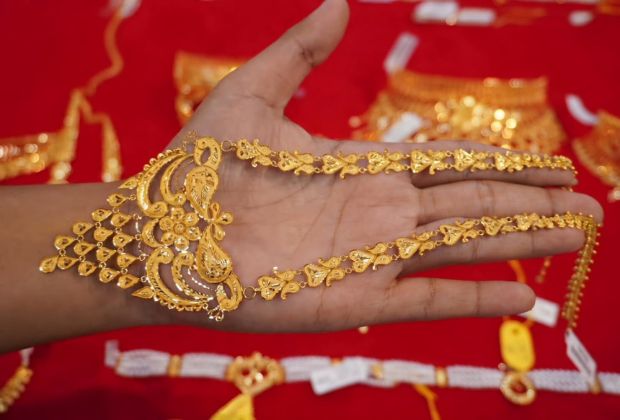 wedding gold long necklace designs