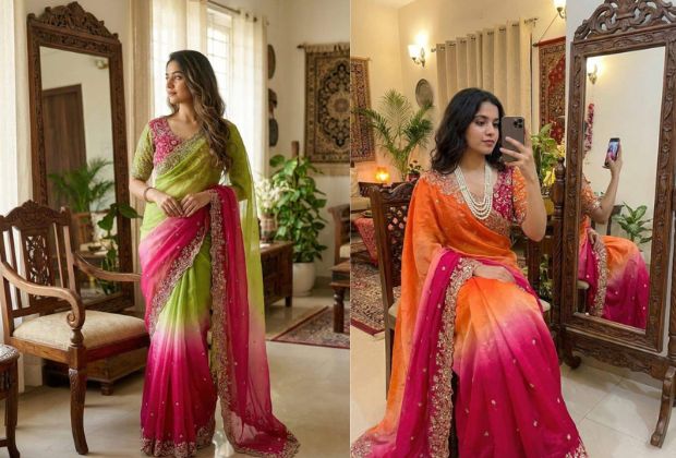 silk saree boat neck blouse design