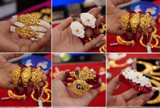 gold pola badhano design