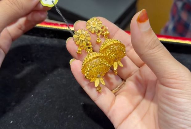 Jhumka earrings gold design with price