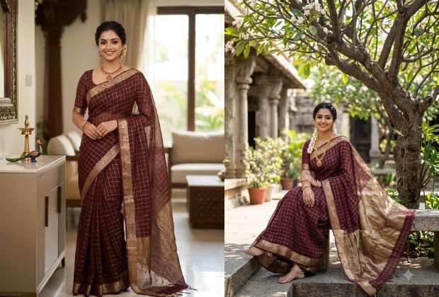 The beauty of saree design indoors